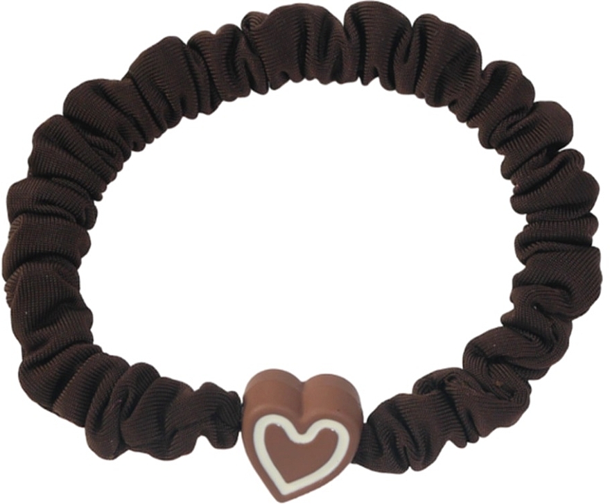 Hair Tie, crepe with heart, dark brown - Lolita Accessories — photo N1