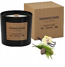 Scented Candle with Wooden Wick, in round glass - Bispol Fragrance Candle Cedarwood & Vanilla — photo N2