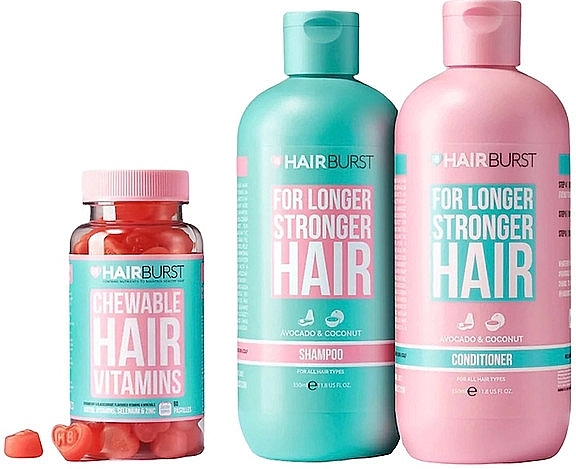 Hair Growth Set - Hairburst The Chewable Hair Growth Bundle (shm/350ml+cond/350ml+vitamins/60pcs) — photo N2