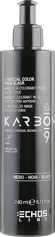 Activated Charcoal Mask for Dark Hair - Echosline Karbon 9 Charcoal Color Mask Black — photo N7