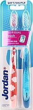 Fragrances, Perfumes, Cosmetics Soft Toothbrush, pink + blue with Christmas trees - Jordan Individual Reach Soft