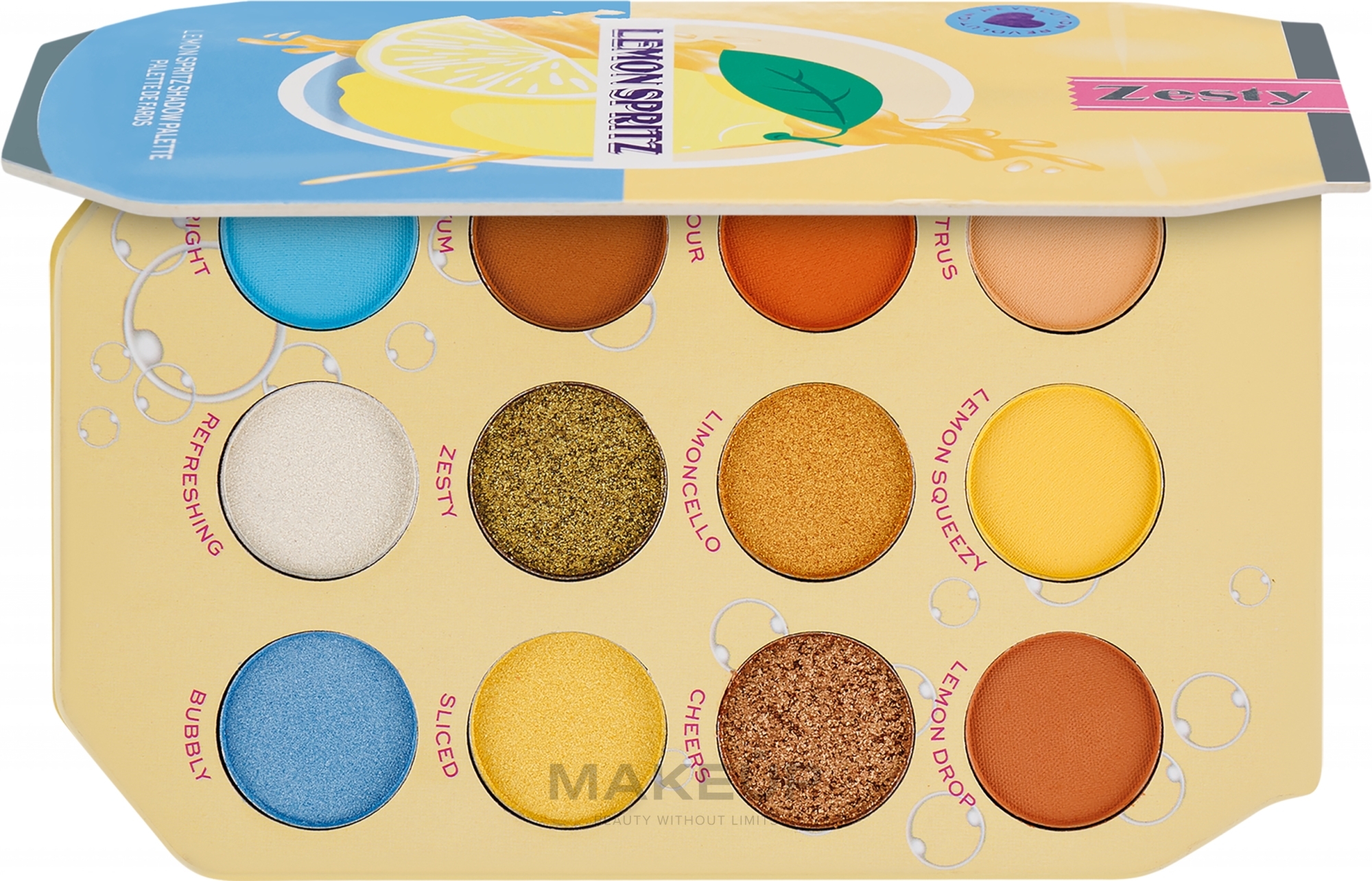 Eyeshadow Palette - I Heart Revolution Lemon Spritz Shadow Palette — photo 12 x 0.5 g