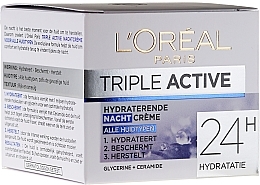 Fragrances, Perfumes, Cosmetics Moisturizing Night Cream for all Skin Types - L'Oreal Triple Active Hydrating Night Cream 24H For All Skin Types