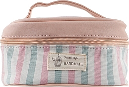 Fragrances, Perfumes, Cosmetics Travel Makeup Bag "Striped", pink-green - Natural Style