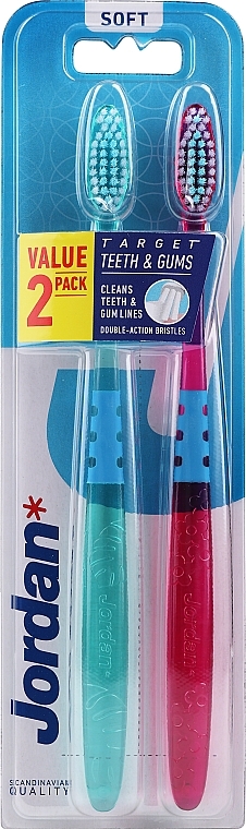 Toothbrush Soft, purple+green - Jordan Target Teeth Toothbrush  — photo N1