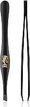 Fragrances, Perfumes, Cosmetics Tweezers T259, black with cat - Rapira