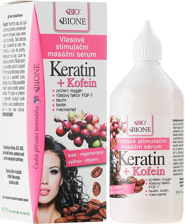 Hair Serum - Bione Cosmetics Keratin + Caffeine Stimulating Massaging Hair Serum — photo N1