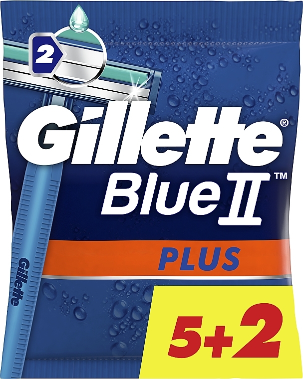 Disposable Razor Set, 5+2 pcs - Gillette Blue II Plus — photo N2
