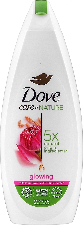 Shower Gel with Lotus Flower & Rice Water Extract - Dove Care By Nature Glowing Shower Gel — photo N9