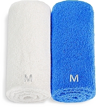 Face Towel Set 'Twins', white and blue - MAKEUP Face Towel Set Blue + White — photo N1