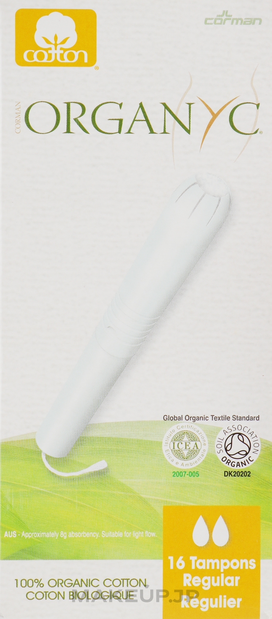 Organic Cotton Tampons with Applicator, 16 pcs - Corman Organyc Internal Regular — photo 16 szt.