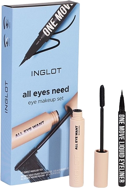 Set - Inglot All Eyes Need Eye Makeup Set (mascara/8,5ml + eyeliner/0,55ml) — photo N1