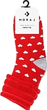 Fragrances, Perfumes, Cosmetics Warm Socks with Christmas Print, CSL450-037, red with hearts - Moraj