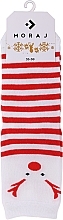 Fragrances, Perfumes, Cosmetics Women Christmas Socks, SLS250-019, white with red stripes - Moraj