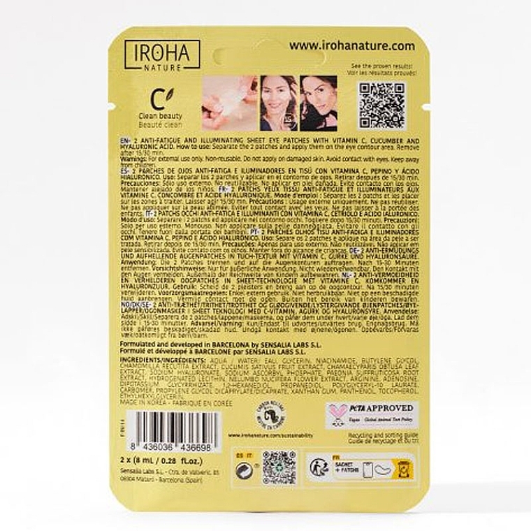 Brightening Anti-Fatigue Eye Patches with Vitamin C - Iroha Nature Vitamin C Anti-Fatigue And Illumimating Eye Contour Patches — photo N2