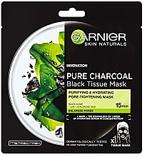 Pore-Tightening Black Sheet Mask "Cleansing Charcoal" - Garnier Pure Charcoal Tissue Mask — photo N1