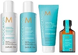 Fragrances, Perfumes, Cosmetics Set - Moroccanoil Hydrating Mini Kit (oil/25ml + shm/70ml + cond/70ml + mask/75ml)