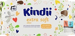 Kids Wet Wipes, 60 pcs - Kindii Extra Soft — photo N1