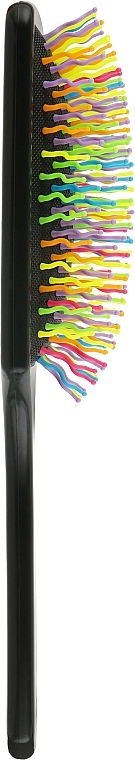 Wide Hair Brush C0264, black with colored teeth - Rapira — photo N6