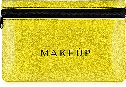 Fragrances, Perfumes, Cosmetics Silicone Makeup Bag, gold "Glitter Pouch", 18x11cm - MAKEUP