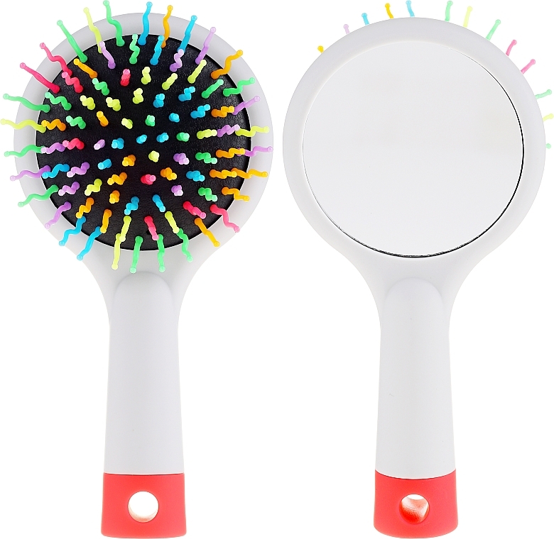 Hair Brush with Mirror, grey - Twish Handy Hair Brush with Mirror Light Grey — photo N2