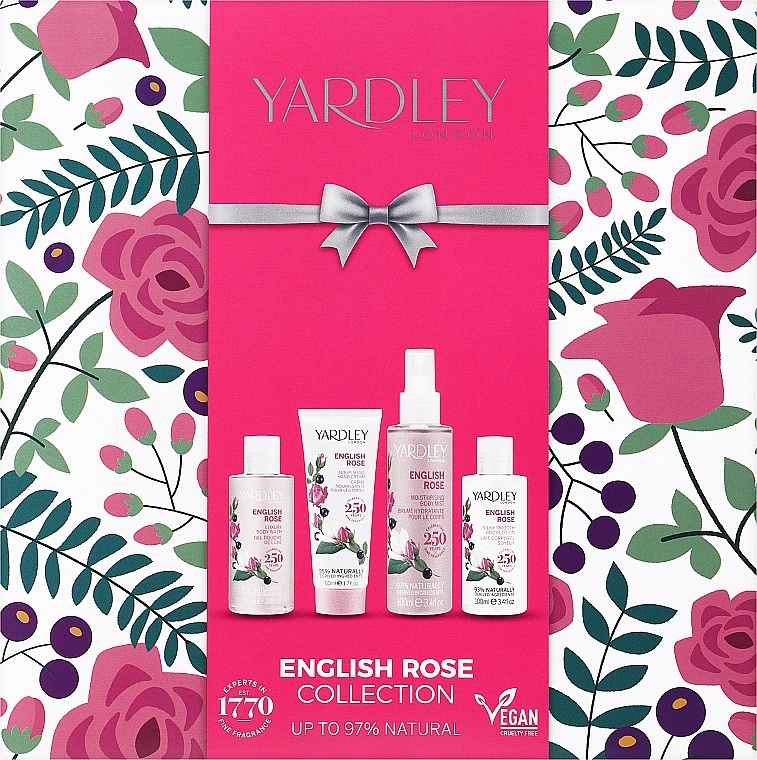 Set - Yardley English Rose Collection (sh/gel/100ml + b/lot/100ml + spray/100ml + h/cr/50ml) — photo N3