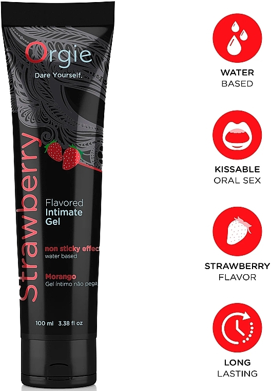 Edible Water-Based Lubricant, strawberry - Orgie Lube Tube Flavored Intimate Gel Strawberry — photo N2