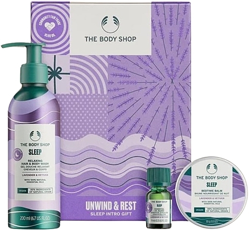 Set - The Body Shop Unwind & Rest Sleep Intro Gift (gel/200ml + oil/9ml + balm/30g) — photo N1