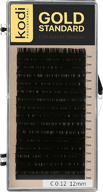 Gold Standart C 0.12 False Eyelashes (16 rows: 12 mm) - Kodi Professional — photo N1