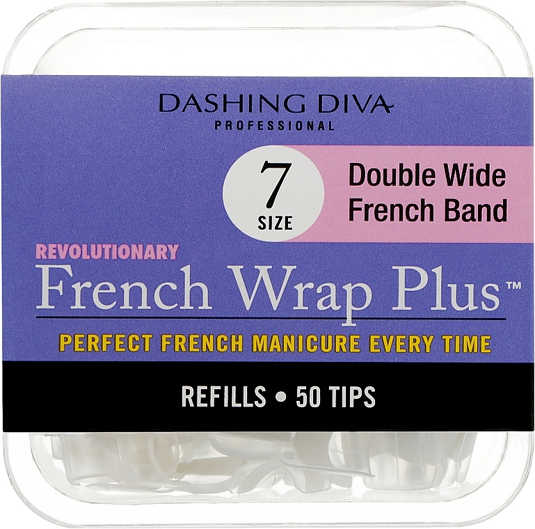 Wide Tips 'French Smile+' - Dashing Diva French Wrap Plus Double Wide White 50 Tips (Size 7) — photo N1