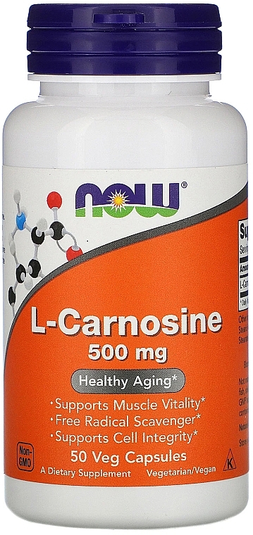 L-Carnosine Dietary Supplement, 500mg - Now Foods L-Carnosine Veg Capsules — photo N1