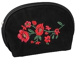 Makeup Bag "Suede", 96303, black with embroidery - Top Choice — photo N1