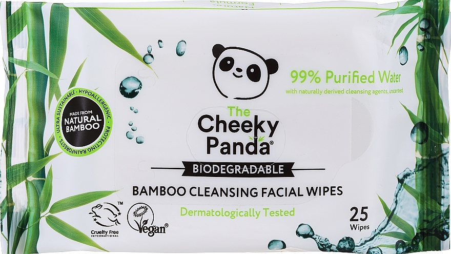 Fragrance-Free Makeup Remover Wipes - The Cheeky Panda Bamboo Cleansing Facial Wipes — photo N1