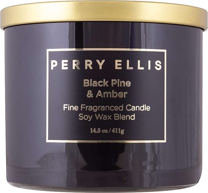 Scented Сandle - Perry Ellis Black Pine & Amber Fine Fragrance Candle — photo N1