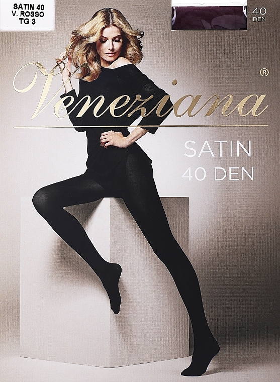 Satin Tights, 40 Den, v rosso - Veneziana — photo N4