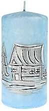 Fragrances, Perfumes, Cosmetics Decorative Candle, medium cylinder, blue, 7x14cm - Artman Ice land