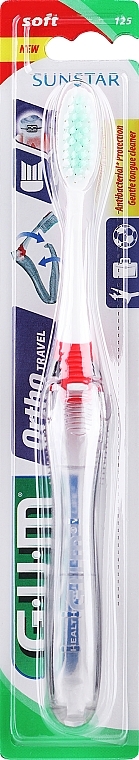 Travel Toothbrush, soft, red - G.U.M Orthodontic Travel Toothbrush — photo N1