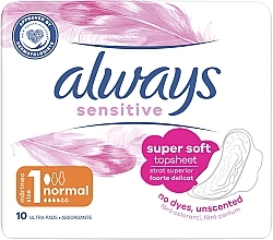 Sanitary Pads, 10pcs - Always Sensitive Ultra Normal Plus — photo N1