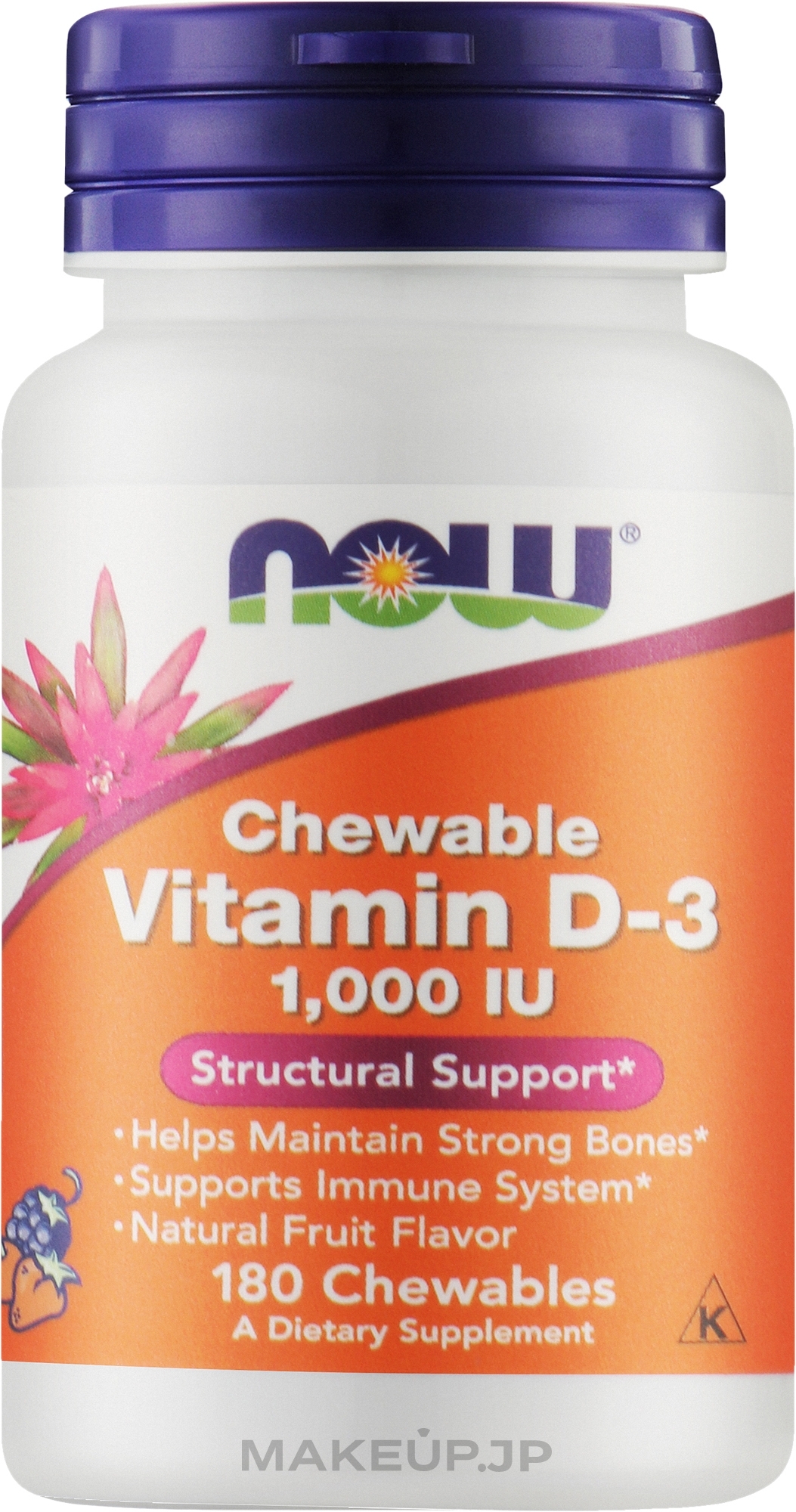 Chewable Fruit-Flavored Vitamin D-3 - Now Foods Chewable Vitamin D-3 1000 IU — photo 180 ЊВ.