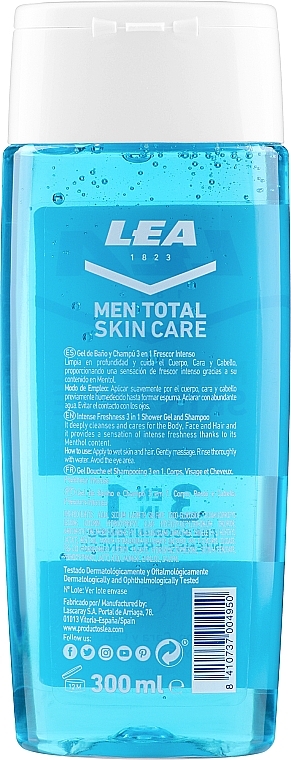 Intensive Refreshing Shower Gel 3in1 - Lea Men Total Skin Care Intense Freshness Shower Gel & Shampoo — photo N2