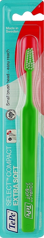 Toothbrush, extra soft, green - TePe Compact X-Soft Toothbrush — photo N2