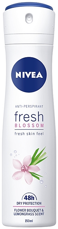 Body Deodorant Spray - Nivea Anti-Respirant Fresh Blossom Fresh Skin Feel Flower Bouquet & Lemongrass Scent — photo N7