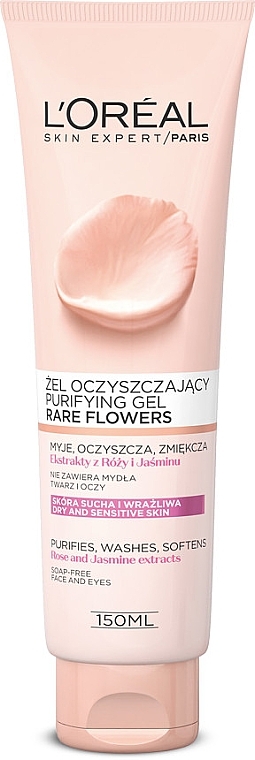 Cleansing Face Gel for Dry and Sensitive Skin - L'Oreal Paris Rare Flowers Purifying Gel Dry and Sensitive Skin — photo N1