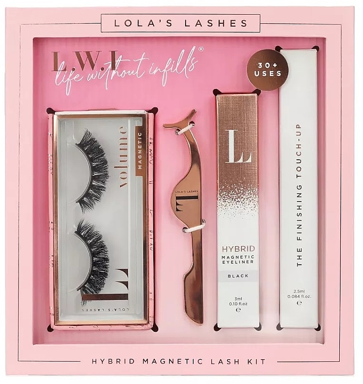 Lola's Lashes Curl Power Hybrid Magnetic Eyelash Kit (eyeliner/3ml + remover/2.5ml + eyelashes/2pcs + applicator) - Set — photo N1