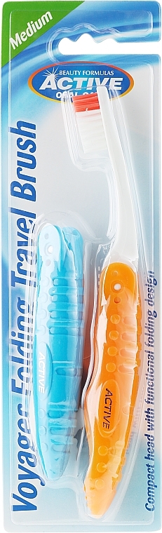 Travel Toothbrush, orange - Beauty Formulas Voyager Active Folding Dustproof Travel Toothbrush Medium — photo N1