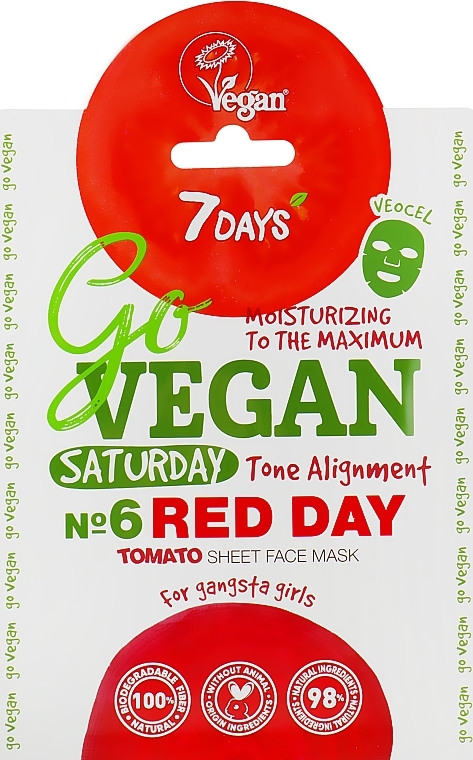 Facial Sheet Mask "For Gangsta Girls" - 7 Days Go Vegan Saturday Red Day — photo N7