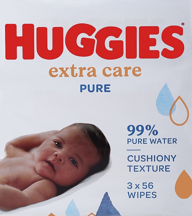 Baby Wet Wipes "Pure Extra Care 2+1", 3x56 pcs - Huggies — photo N2