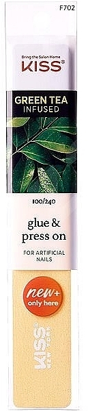 Nail File for False Nails, 100/240, F 702 - Kiss Green Tea Infused Glue & Press On For Artficial Nails — photo N3