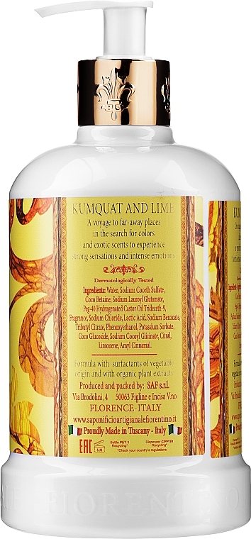 Natural Liquid Soap "Kumquat & Lime" - Saponificio Artigianale Fiorentino Kumquat and Lime Luxury Liquid Soap — photo N10