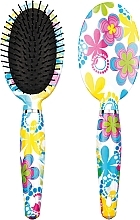 Fragrances, Perfumes, Cosmetics Oval Massage Hair Brush "Flowers", 10 rows - Titania